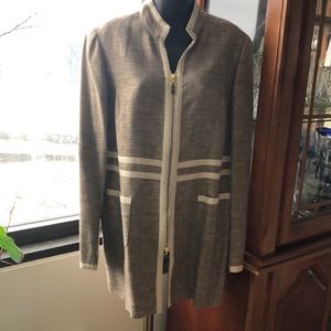 Tan Long Linen Jacket by Worth, size 12